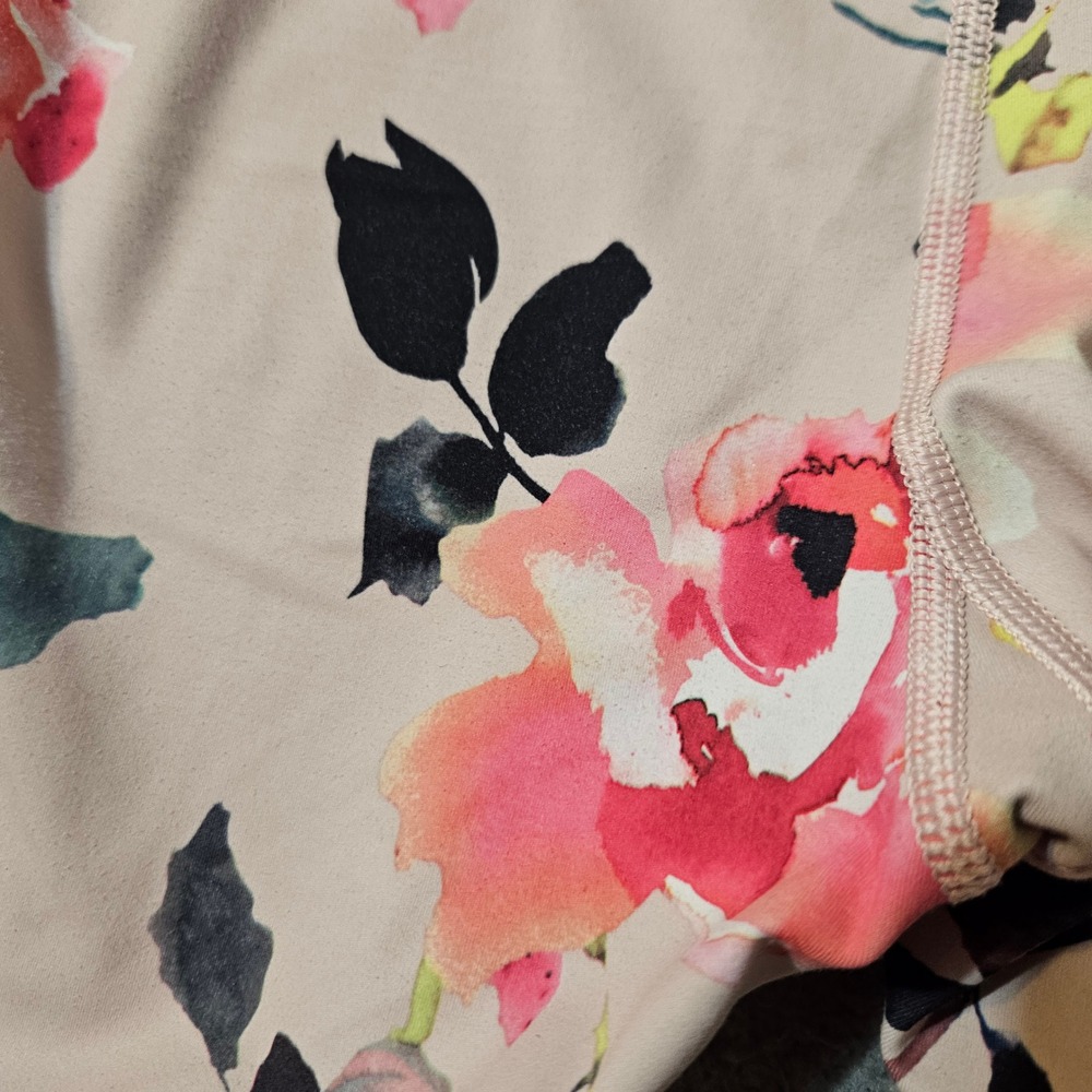 Athleta Elation 7/8 Tight Painted Flower Orchid Pink Athletic Yoga Workout Sz XL - Picture 9 of 10